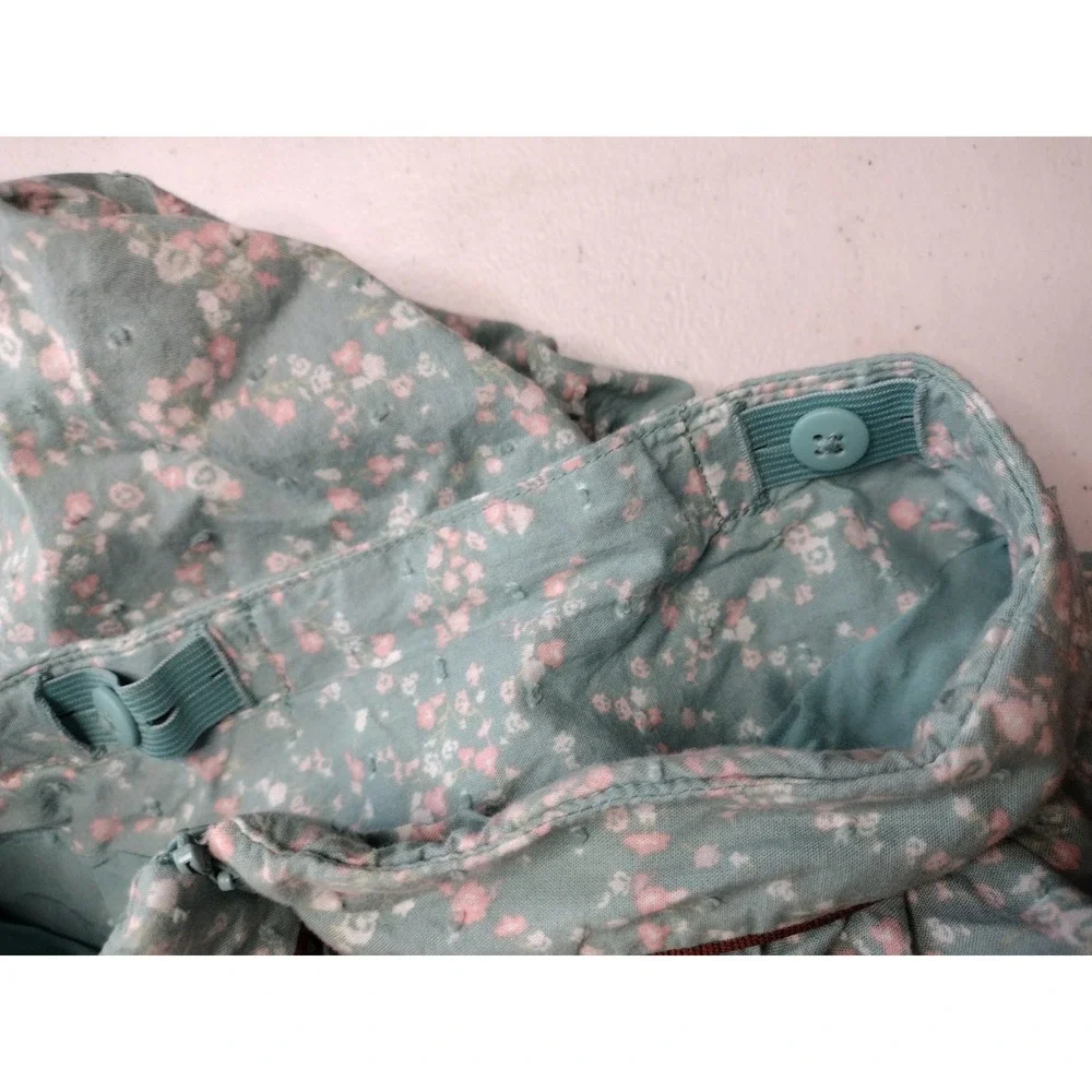Cat & Jack Girls XS 4/5 Blue Floral Bubble Skirt Adjustable Waist Cotton‎ Lined